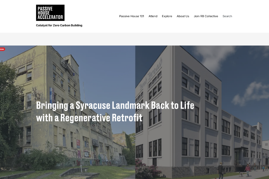 preview image of article website showing title over side by side images of the existing building and an architectural renfering
